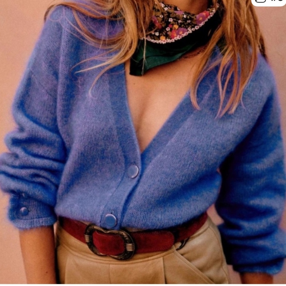 Sezane Mia cardigan size small in RARE color (lavender/periwinkle)
